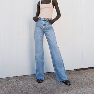Zara High Rise Wide Leg Full Length Jean